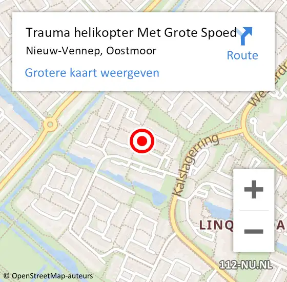 Locatie op kaart van de 112 melding: Trauma helikopter Met Grote Spoed Naar Nieuw-Vennep, Oostmoor op 11 december 2022 08:03