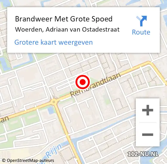 Locatie op kaart van de 112 melding: Brandweer Met Grote Spoed Naar Woerden, Adriaan van Ostadestraat op 11 december 2022 08:04