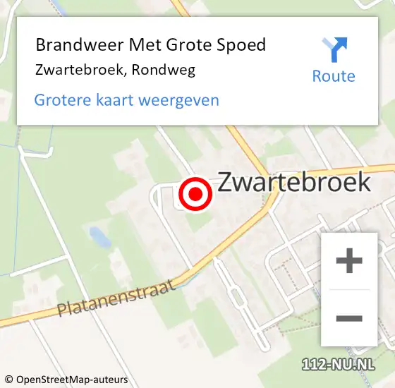 Locatie op kaart van de 112 melding: Brandweer Met Grote Spoed Naar Zwartebroek, Rondweg op 11 december 2022 08:12