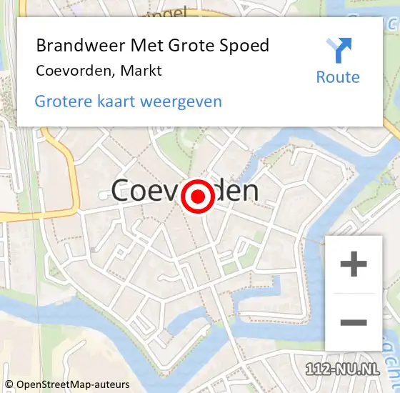 Locatie op kaart van de 112 melding: Brandweer Met Grote Spoed Naar Coevorden, Markt op 7 augustus 2014 22:45