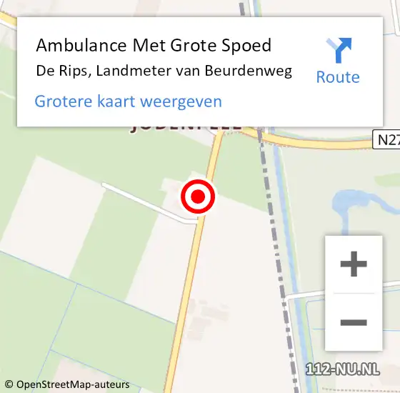 Locatie op kaart van de 112 melding: Ambulance Met Grote Spoed Naar De Rips, Landmeter van Beurdenweg op 11 december 2022 08:18