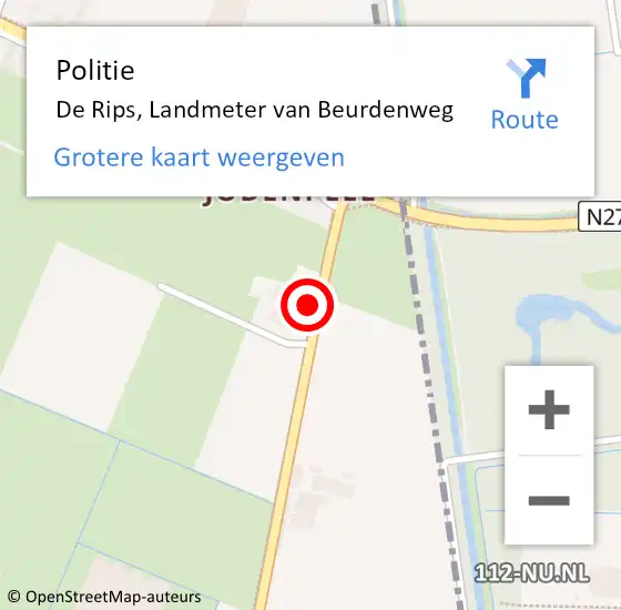 Locatie op kaart van de 112 melding: Politie De Rips, Landmeter van Beurdenweg op 11 december 2022 08:18