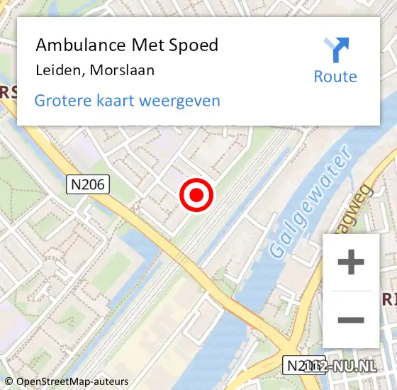 Locatie op kaart van de 112 melding: Ambulance Met Spoed Naar Leiden, Morslaan op 11 december 2022 08:33