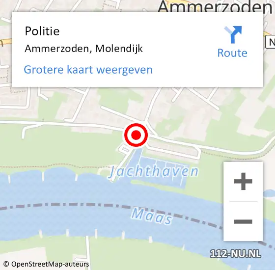 Locatie op kaart van de 112 melding: Politie Ammerzoden, Molendijk op 11 december 2022 08:55