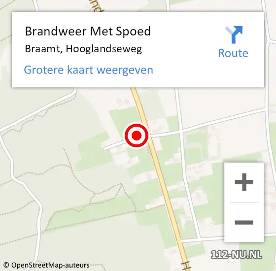 Locatie op kaart van de 112 melding: Brandweer Met Spoed Naar Braamt, Hooglandseweg op 11 december 2022 09:04