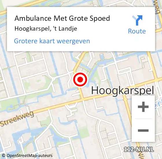 Locatie op kaart van de 112 melding: Ambulance Met Grote Spoed Naar Hoogkarspel, 't Landje op 11 december 2022 09:19