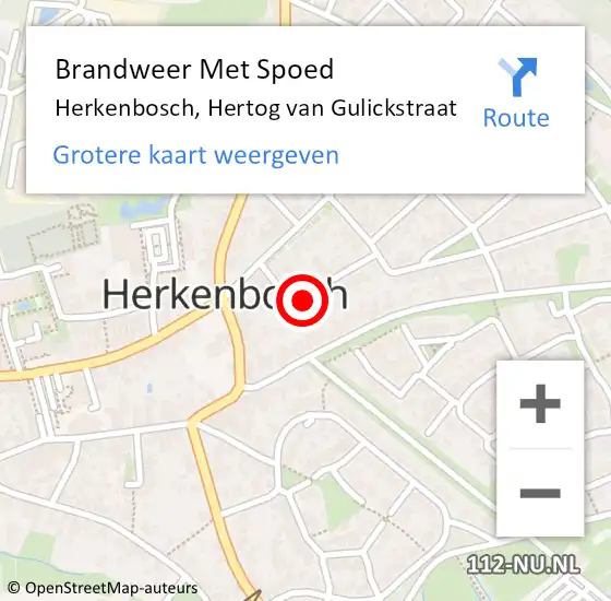 Locatie op kaart van de 112 melding: Brandweer Met Spoed Naar Herkenbosch, Hertog van Gulickstraat op 11 december 2022 10:30