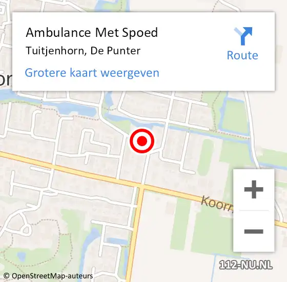 Locatie op kaart van de 112 melding: Ambulance Met Spoed Naar Tuitjenhorn, De Punter op 11 december 2022 10:43