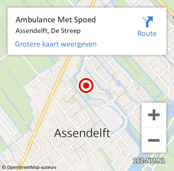 Locatie op kaart van de 112 melding: Ambulance Met Spoed Naar Assendelft, De Streep op 11 december 2022 10:47