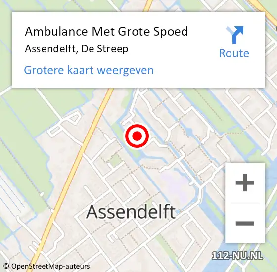 Locatie op kaart van de 112 melding: Ambulance Met Grote Spoed Naar Assendelft, De Streep op 11 december 2022 11:00