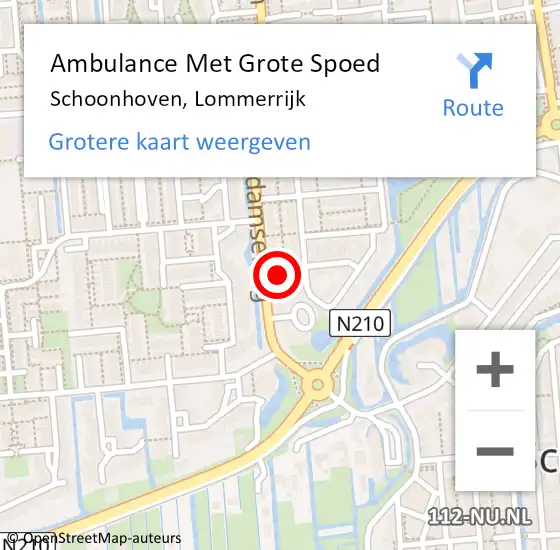 Locatie op kaart van de 112 melding: Ambulance Met Grote Spoed Naar Schoonhoven, Lommerrijk op 11 december 2022 11:09