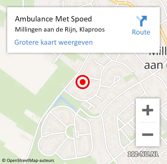 Locatie op kaart van de 112 melding: Ambulance Met Spoed Naar Millingen aan de Rijn, Klaproos op 11 december 2022 11:26