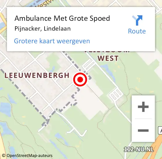 Locatie op kaart van de 112 melding: Ambulance Met Grote Spoed Naar Pijnacker, Lindelaan op 11 december 2022 11:35