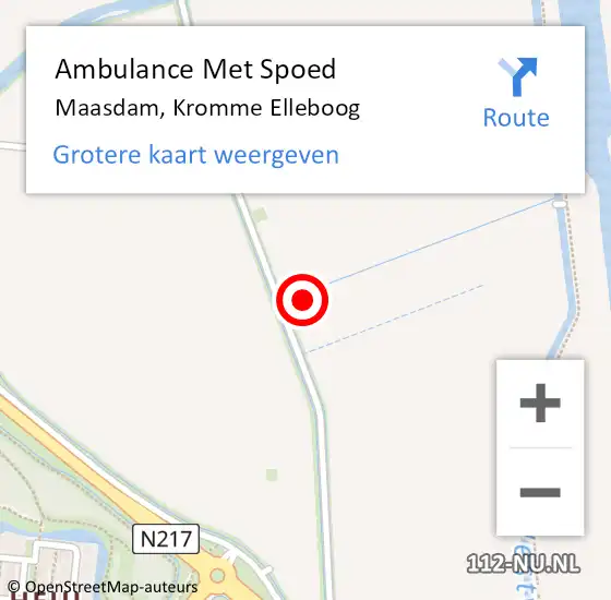 Locatie op kaart van de 112 melding: Ambulance Met Spoed Naar Maasdam, Kromme Elleboog op 11 december 2022 11:44