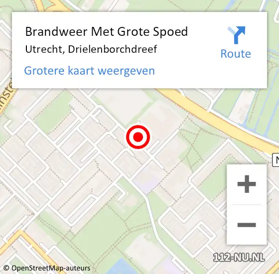 Locatie op kaart van de 112 melding: Brandweer Met Grote Spoed Naar Utrecht, Drielenborchdreef op 11 december 2022 11:47