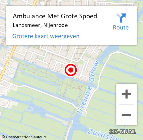 Locatie op kaart van de 112 melding: Ambulance Met Grote Spoed Naar Landsmeer, Nijenrode op 11 december 2022 11:55