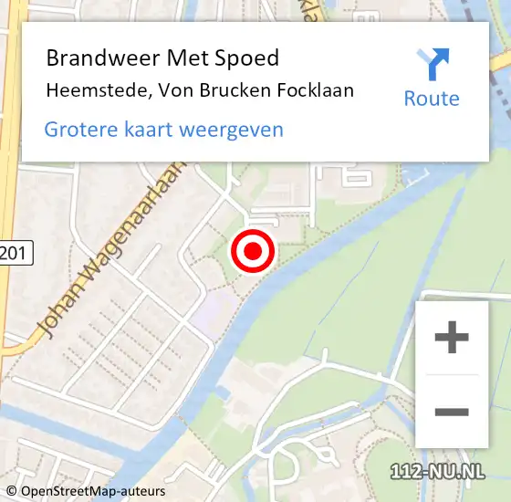 Locatie op kaart van de 112 melding: Brandweer Met Spoed Naar Heemstede, Von Brucken Focklaan op 11 december 2022 12:08