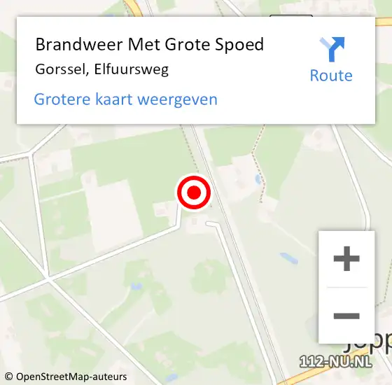 Locatie op kaart van de 112 melding: Brandweer Met Grote Spoed Naar Gorssel, Elfuursweg op 11 december 2022 12:11