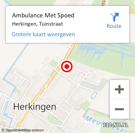 Locatie op kaart van de 112 melding: Ambulance Met Spoed Naar Herkingen, Tuinstraat op 11 december 2022 12:11