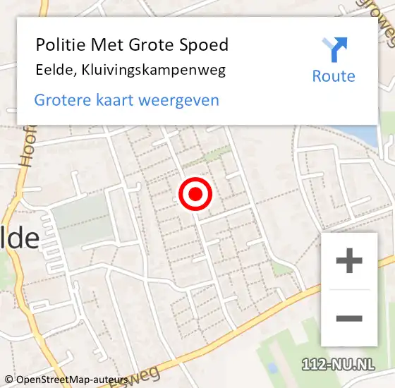 Locatie op kaart van de 112 melding: Politie Met Grote Spoed Naar Eelde, Kluivingskampenweg op 11 december 2022 12:14