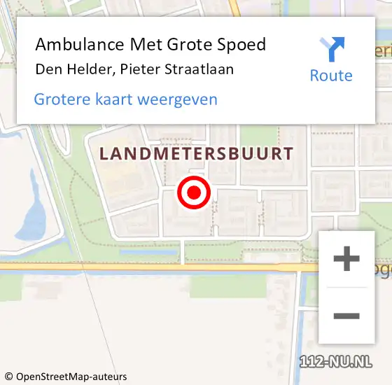 Locatie op kaart van de 112 melding: Ambulance Met Grote Spoed Naar Den Helder, Pieter Straatlaan op 11 december 2022 12:26