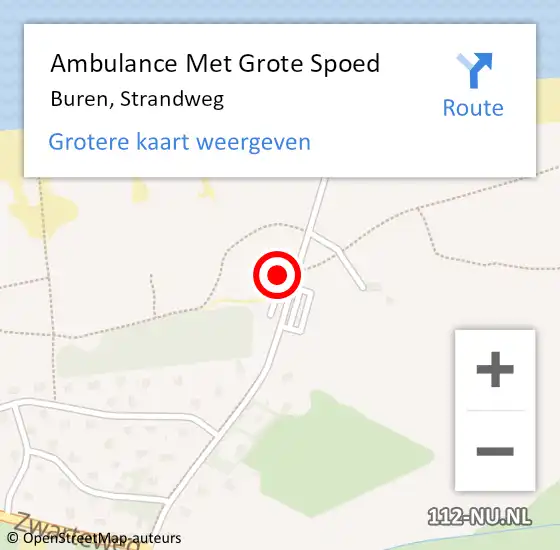 Locatie op kaart van de 112 melding: Ambulance Met Grote Spoed Naar Buren, Strandweg op 7 augustus 2014 23:14