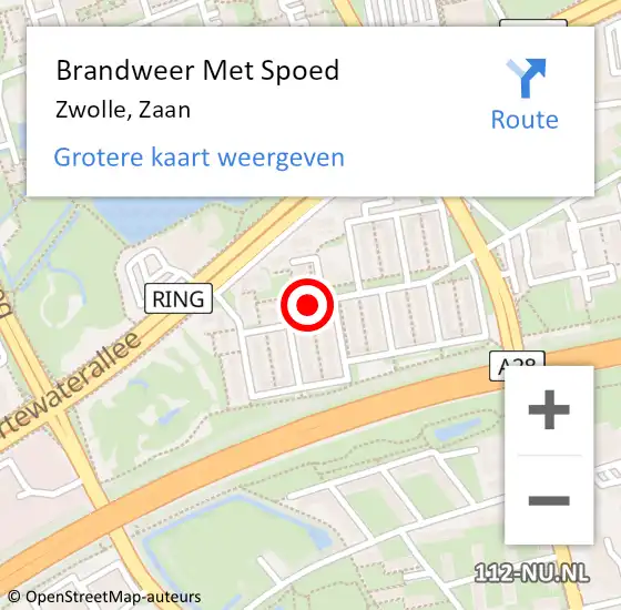 Locatie op kaart van de 112 melding: Brandweer Met Spoed Naar Zwolle, Zaan op 11 december 2022 12:41