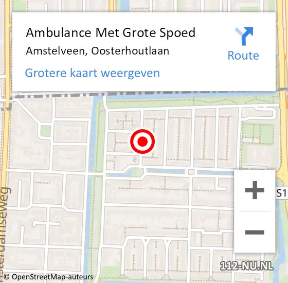 Locatie op kaart van de 112 melding: Ambulance Met Grote Spoed Naar Amstelveen, Oosterhoutlaan op 11 december 2022 12:48
