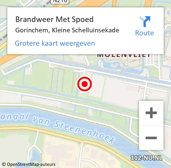 Locatie op kaart van de 112 melding: Brandweer Met Spoed Naar Gorinchem, Kleine Schelluinsekade op 11 december 2022 12:50