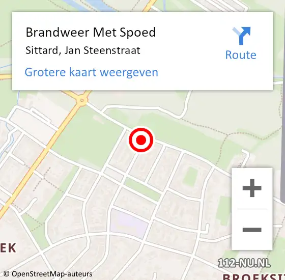 Locatie op kaart van de 112 melding: Brandweer Met Spoed Naar Sittard, Jan Steenstraat op 11 december 2022 12:53