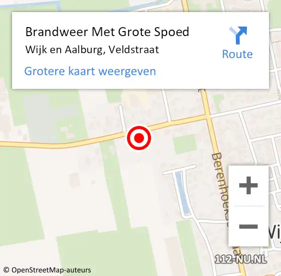Locatie op kaart van de 112 melding: Brandweer Met Grote Spoed Naar Wijk en Aalburg, Veldstraat op 11 december 2022 13:18