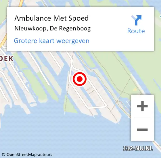 Locatie op kaart van de 112 melding: Ambulance Met Spoed Naar Nieuwkoop, De Regenboog op 11 december 2022 13:20