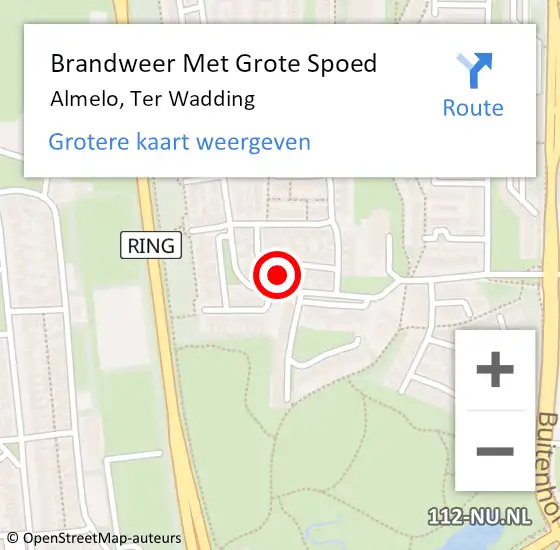 Locatie op kaart van de 112 melding: Brandweer Met Grote Spoed Naar Almelo, Ter Wadding op 11 december 2022 13:29