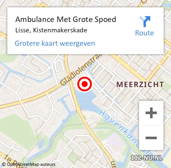 Locatie op kaart van de 112 melding: Ambulance Met Grote Spoed Naar Lisse, Kistenmakerskade op 11 december 2022 13:37