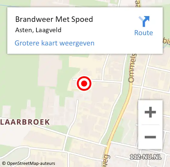 Locatie op kaart van de 112 melding: Brandweer Met Spoed Naar Asten, Laagveld op 11 december 2022 13:51