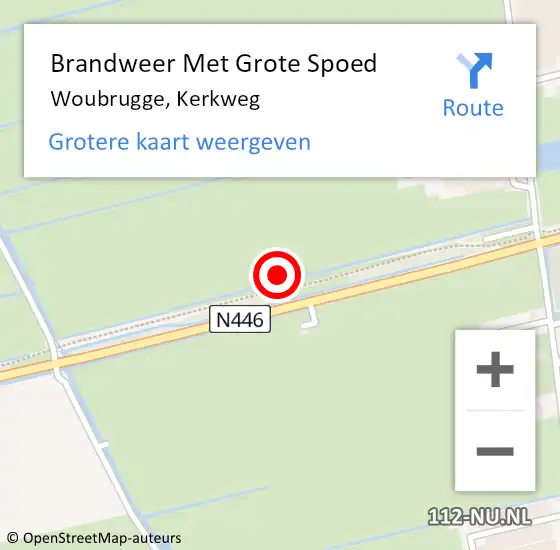 Locatie op kaart van de 112 melding: Brandweer Met Grote Spoed Naar Woubrugge, Kerkweg op 11 december 2022 14:05