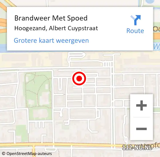 Locatie op kaart van de 112 melding: Brandweer Met Spoed Naar Hoogezand, Albert Cuypstraat op 11 december 2022 14:07