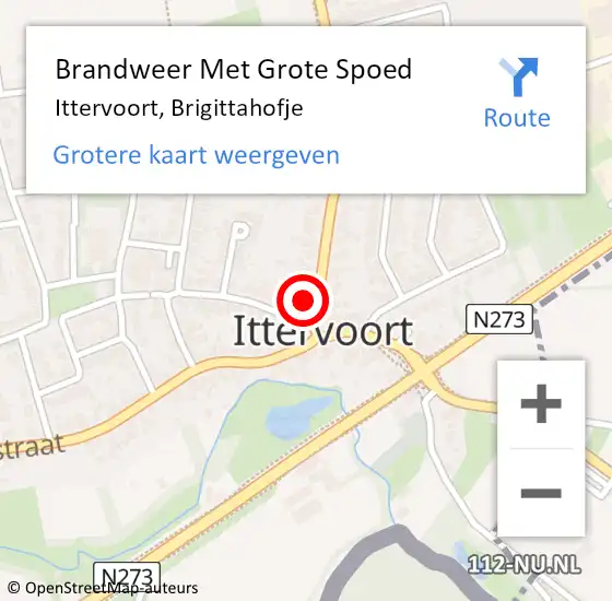 Locatie op kaart van de 112 melding: Brandweer Met Grote Spoed Naar Ittervoort, Brigittahofje op 11 december 2022 14:28