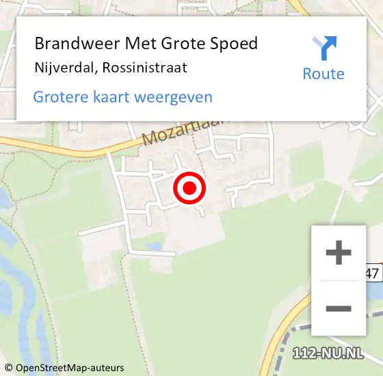 Locatie op kaart van de 112 melding: Brandweer Met Grote Spoed Naar Nijverdal, Rossinistraat op 11 december 2022 14:58