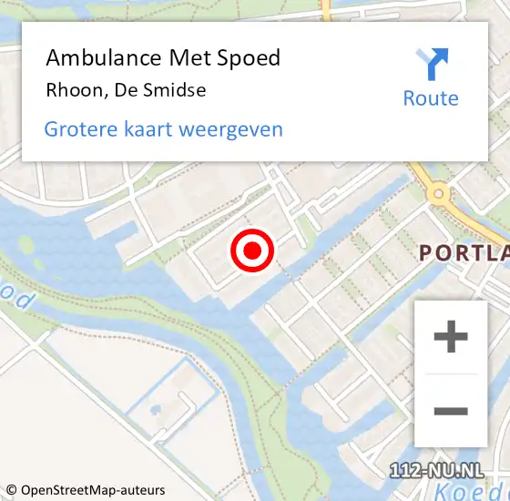 Locatie op kaart van de 112 melding: Ambulance Met Spoed Naar Rhoon, De Smidse op 11 december 2022 15:00