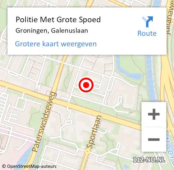 Locatie op kaart van de 112 melding: Politie Met Grote Spoed Naar Groningen, Galenuslaan op 11 december 2022 15:04