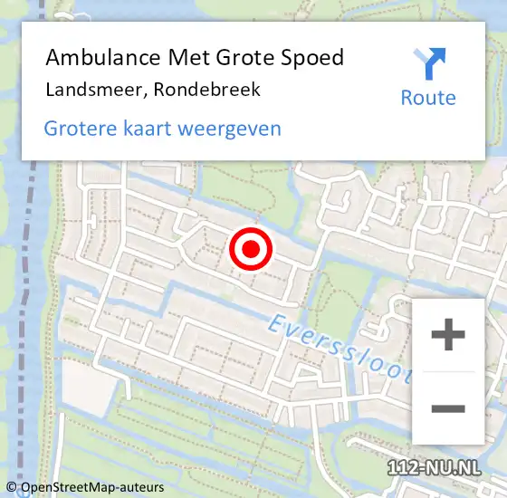 Locatie op kaart van de 112 melding: Ambulance Met Grote Spoed Naar Landsmeer, Rondebreek op 11 december 2022 15:13