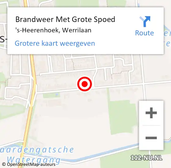 Locatie op kaart van de 112 melding: Brandweer Met Grote Spoed Naar 's-Heerenhoek, Werrilaan op 11 december 2022 15:17