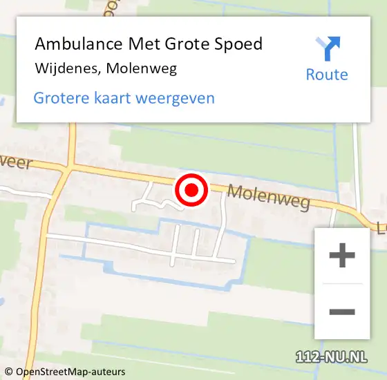 Locatie op kaart van de 112 melding: Ambulance Met Grote Spoed Naar Wijdenes, Molenweg op 11 december 2022 15:19