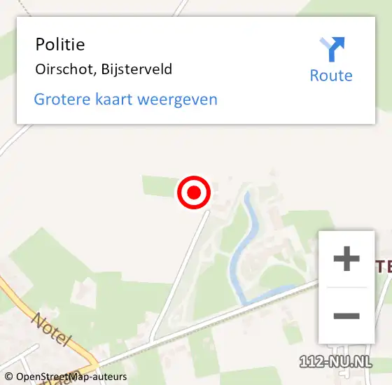 Locatie op kaart van de 112 melding: Politie Oirschot, Bijsterveld op 11 december 2022 15:54