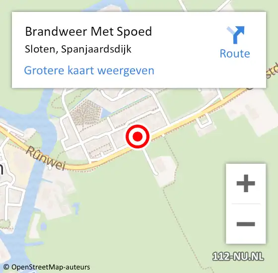 Locatie op kaart van de 112 melding: Brandweer Met Spoed Naar Sloten, Spanjaardsdijk op 11 december 2022 16:06