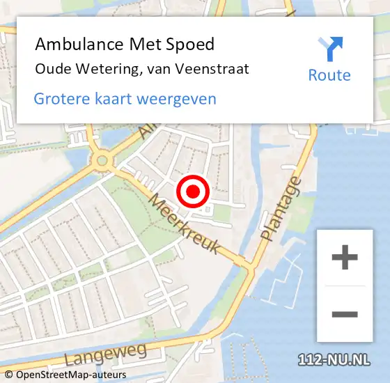 Locatie op kaart van de 112 melding: Ambulance Met Spoed Naar Oude Wetering, van Veenstraat op 11 december 2022 16:20