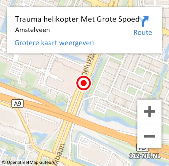 Locatie op kaart van de 112 melding: Trauma helikopter Met Grote Spoed Naar Amstelveen op 11 december 2022 16:32