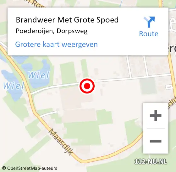 Locatie op kaart van de 112 melding: Brandweer Met Grote Spoed Naar Poederoijen, Dorpsweg op 11 december 2022 16:38