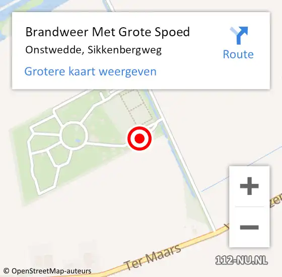 Locatie op kaart van de 112 melding: Brandweer Met Grote Spoed Naar Onstwedde, Sikkenbergweg op 11 december 2022 16:42